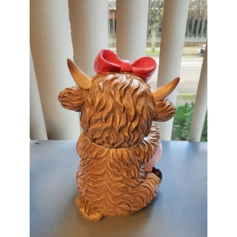 Viral Bella Lux Valentines Day Highland Cow Red Bow Heart Glasses I Love Moo NWT